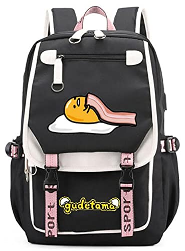 WANHONGYUE Gudetama Anime Backpack Laptop School Bag Student Bookbag Cosplay Daypack Rucksack Bag with USB Charging Port 1200/3