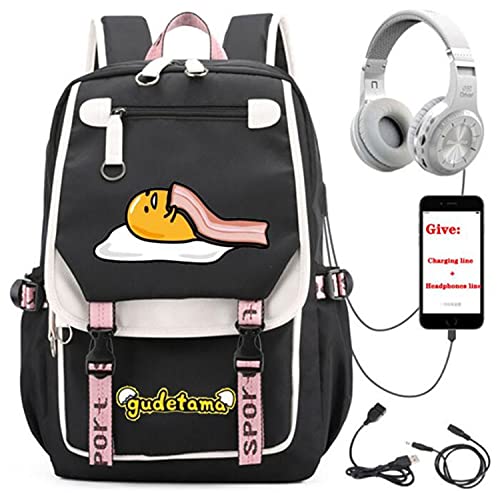 WANHONGYUE Gudetama Anime Backpack Laptop School Bag Student Bookbag Cosplay Daypack Rucksack Bag with USB Charging Port 1200/3