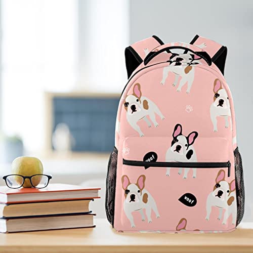 Pshhdgyhs Cartoon French Bulldog Backpack Cute Bookbag Durable Daypack for Girl Boy, 29.4x20x40cm/11.5x8x16 in