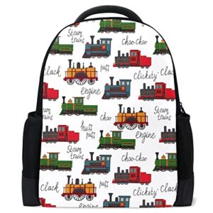 zzxxb steam trains casual backpack waterproof travel daypack children school bag