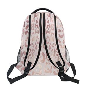 Leopard Print Cheetah Rose Gold Backpack for Girls School Bags Bookbags Travel Daypack Bag One Size