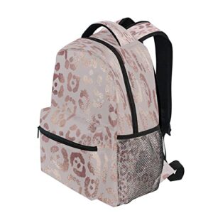 Leopard Print Cheetah Rose Gold Backpack for Girls School Bags Bookbags Travel Daypack Bag One Size