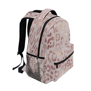 Leopard Print Cheetah Rose Gold Backpack for Girls School Bags Bookbags Travel Daypack Bag One Size