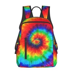 color tie dye backpack compact light 14.7 inch travel bag laptop hippie backpack computer bag for men women