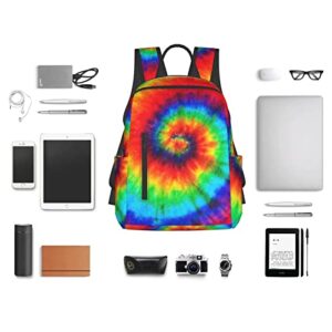 Color Tie Dye Backpack Compact Light 14.7 Inch Travel Bag Laptop Hippie Backpack Computer Bag for Men Women