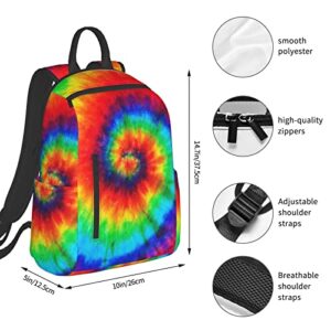 Color Tie Dye Backpack Compact Light 14.7 Inch Travel Bag Laptop Hippie Backpack Computer Bag for Men Women