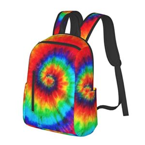 Color Tie Dye Backpack Compact Light 14.7 Inch Travel Bag Laptop Hippie Backpack Computer Bag for Men Women