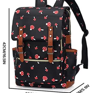 Malaxlx Mushroom Print School Backpack for Teen Girls Boys, College Bookbags Student School Bag Laptop Backpack for Womens