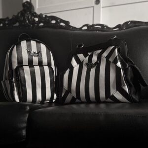 Killstar Rails Black White Stripe Goth Punk Beetlejuice Mini Backpack