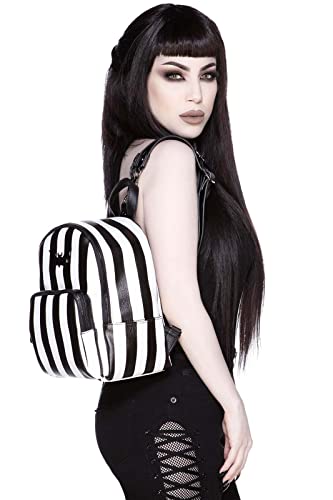 Killstar Rails Black White Stripe Goth Punk Beetlejuice Mini Backpack