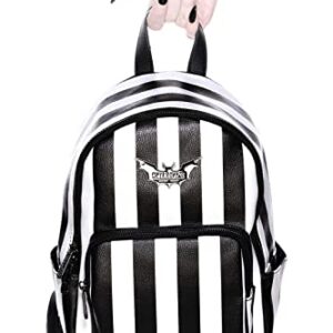 Killstar Rails Black White Stripe Goth Punk Beetlejuice Mini Backpack