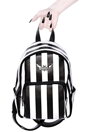 Killstar Rails Black White Stripe Goth Punk Beetlejuice Mini Backpack