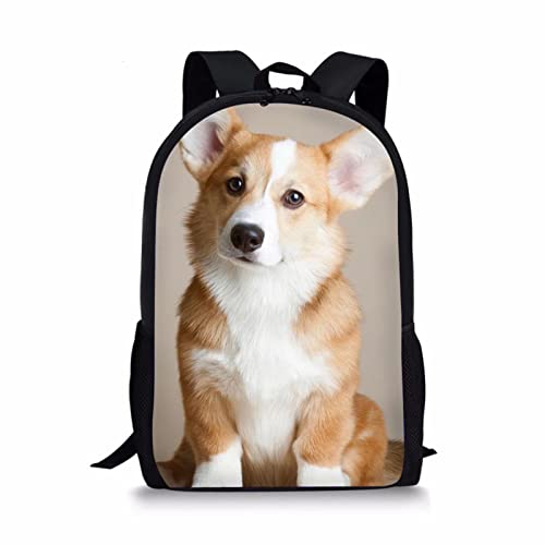 Buybai Cute Corgi Dog Printed School Backpack Kids Teens Girls School Bag Lightweight Bookbag for Boys