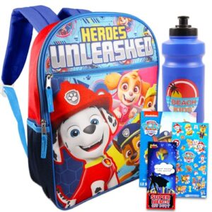 viacom paw patrol backpack for kids - school supplies bundle with 16" paw patrol backpack plus stickers, water bottle, paint poster, and more (paw patrol travel bag)