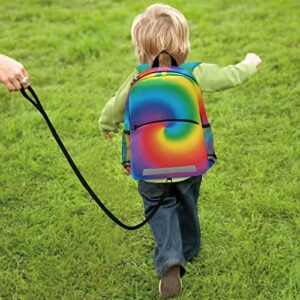 ALAZA Rainbow Tie Dye Swirl Spiral Kids Toddler Backpack Purse for Girls Boys Kindergarten Preschool School Bag w/Chest Clip Leash Reflective Strip