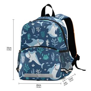 ALAZA Cute Shark Sea Animal Cartoon Blue Kids Toddler Backpack Purse for Girls Boys Kindergarten Preschool School Bag w/Chest Clip Leash Reflective Strip