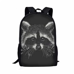 mumeson animal raccoon print schoolbags lightweight back to school supplies bookbags laptop backpack large 17 inches backpack daypack