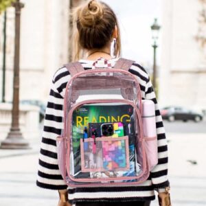KLFVB Clear Backpack Heavy Duty, See Through Transparent Bookbag - Pink One Size