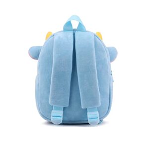 BEFUNIRISE Toddler Backpack for Boys and Girls, Cute Soft Plush Animal Cartoon Mini Backpack Little For Kids 2-6 Year (Cows)