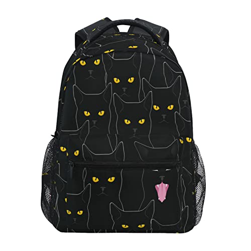 Halloween Black Cat Kids Backpack for Boys Girls,Funny Animal Kitten 16 Inch School Backpack for Elementary Preschool Kindergarten Bookbags for Teens Children Women Men College Travel Bag