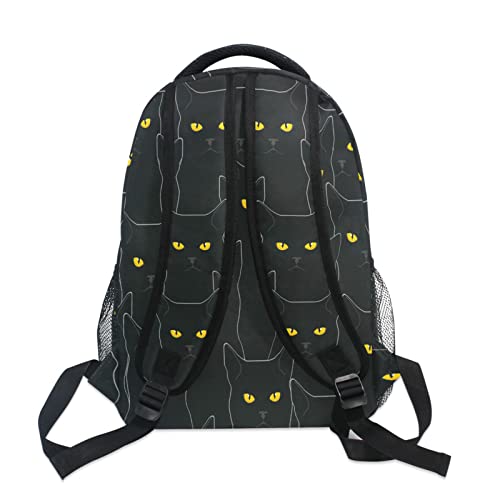 Halloween Black Cat Kids Backpack for Boys Girls,Funny Animal Kitten 16 Inch School Backpack for Elementary Preschool Kindergarten Bookbags for Teens Children Women Men College Travel Bag