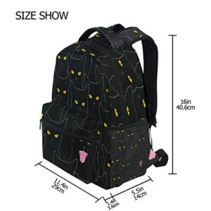 Halloween Black Cat Kids Backpack for Boys Girls,Funny Animal Kitten 16 Inch School Backpack for Elementary Preschool Kindergarten Bookbags for Teens Children Women Men College Travel Bag