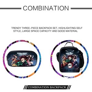 KXQWB School Backpack Travel Backpacks With Lunch Bag Pencil Bag Set 3 pcs Set Novelty Anime Backpack For Boy Girl and Kids C