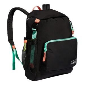 adidas saturday backpack, black/pulse mint green/semi coral fusion pink, one size
