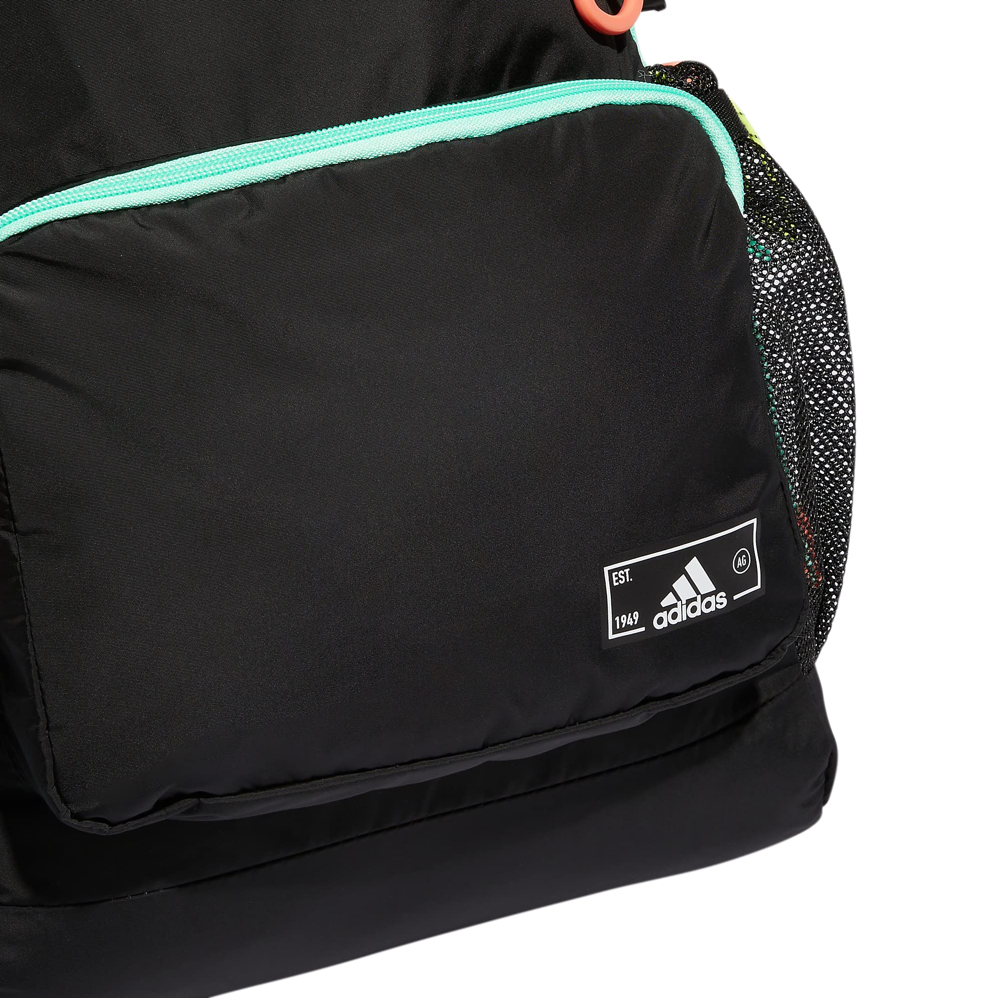 adidas Saturday Backpack, Black/Pulse Mint Green/Semi Coral Fusion Pink, One Size