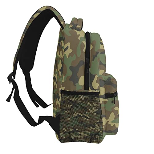 Zheqiai Green Camo Camouflage Backpack Preschool Schoolbag Cute Lovely Book Bags Travel Shoulder Backpacks For Boys Girls Children Kids Students Toddler Birthday Party Gifts, One Size (Black-48)