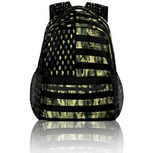 American Flag Camo Backpacks, Camouflage Laptop Backpack Water Resistant College School Bookbag Computer Bag Travel Hiking Camping Rucksack Daypack Shoulder Bag for Women Men Teenager Boys Girls