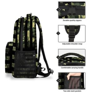 American Flag Camo Backpacks, Camouflage Laptop Backpack Water Resistant College School Bookbag Computer Bag Travel Hiking Camping Rucksack Daypack Shoulder Bag for Women Men Teenager Boys Girls