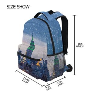 ALAZA Snow Falling Down in New York City Unisex Schoolbag Travel Laptop Bags Casual Daypack Book Bag