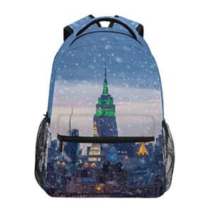 alaza snow falling down in new york city unisex schoolbag travel laptop bags casual daypack book bag