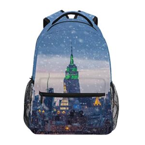 ALAZA Snow Falling Down in New York City Unisex Schoolbag Travel Laptop Bags Casual Daypack Book Bag