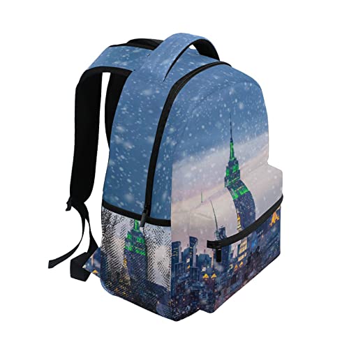 ALAZA Snow Falling Down in New York City Unisex Schoolbag Travel Laptop Bags Casual Daypack Book Bag