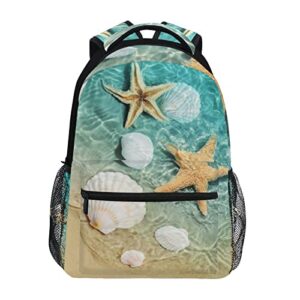 ALAZA Starfish and Seashell on the Summer Beach Junior High School Bookbag Daypack Laptop Outdoor Backpack