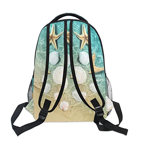 ALAZA Starfish and Seashell on the Summer Beach Junior High School Bookbag Daypack Laptop Outdoor Backpack