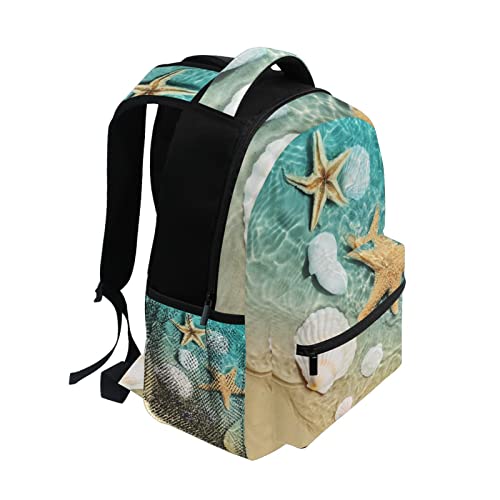 ALAZA Starfish and Seashell on the Summer Beach Junior High School Bookbag Daypack Laptop Outdoor Backpack