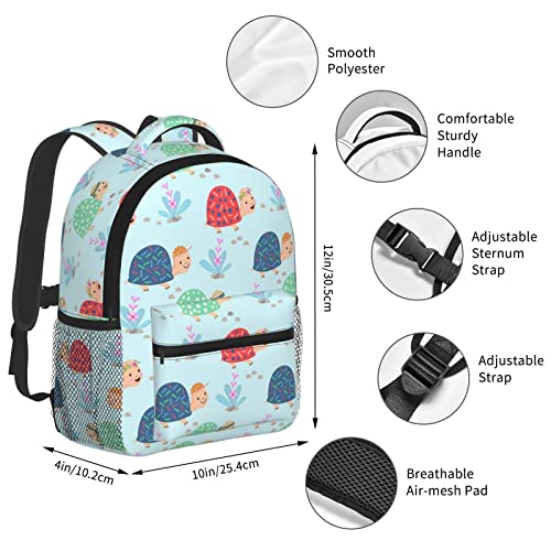 KiuLoam Colorful Cartoon Turtle Kids Backpacks For Toddler Boys And Girls Preschool Backpack With Chest Strap 12 Inch