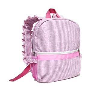 gabigaba toddler backpack for girls seersucker pleated flower edge kids lightweight backpack pink mini preschool backpack (pink)
