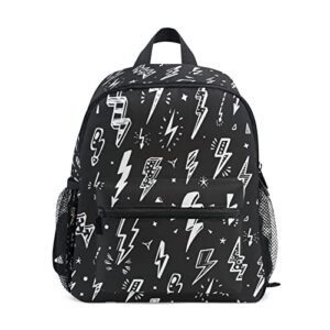aflyko kids backpack lightning bolts doodle daycare kindergarten daypack toddler travel girls boys waterproof preschool bag 10" × 4" × 12"