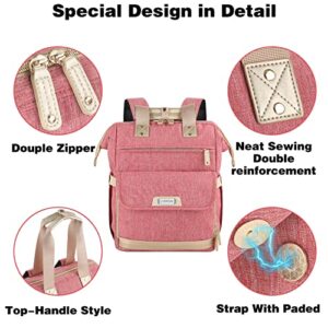 Laptop Backpack for Women,Business Anti Theft Computer Bag Travel Backpack Fits 15.6 Inch Laptop,Water Resistant Wide Open Large Doctor Teacher Nurse Casual Daypacks with USB Charging Port,Pink