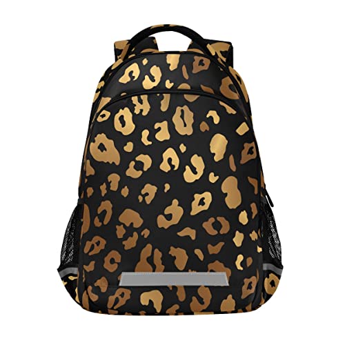 ALAZA Bronze Leopard Print Cheetah Pattern Backpack Purse for Women Men Personalized Laptop Notebook Tablet School Bag Stylish Casual Daypack, 13 14 15.6 inch