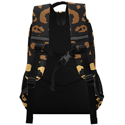 ALAZA Bronze Leopard Print Cheetah Pattern Backpack Purse for Women Men Personalized Laptop Notebook Tablet School Bag Stylish Casual Daypack, 13 14 15.6 inch