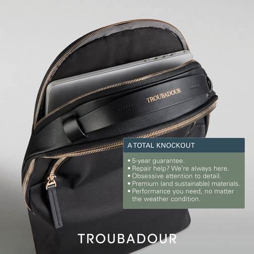 Troubadour Ember Backpack Waterproof, Durable, Lightweight - Padded 16-inch Laptop Compartment - Breathable Back Panel - Ergonomic Design - Luxurious Grab Handle - Trolley Sleeve