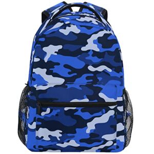 zzkko camo camouflage blue school backpacks book bag for boys girls travel hiking camping daypack work laptop backpack