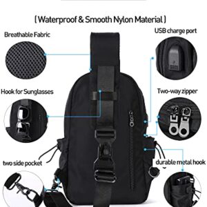 Sling Bag Crossbody Backpack Shoulder Bag for Men Women, Black Hiking Daypack Multipurpose Anti-Theft Cross Body Chest Bags, Small Lightweight One Strap Backpack for Walking Biking Travel Cycling