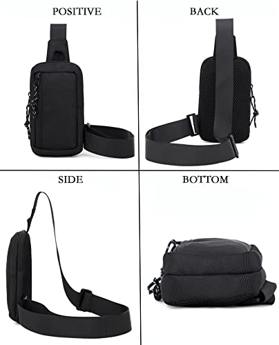 Ousawig Small Sling Bag for Men Crossbody Sling Backpack Sling Chest Bag Shoulder Bag One Strap Backpack Travel Hiking Walking (black4)