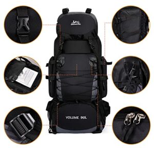 90L Camping Travel Backpack with Rain Cover Lightweight Travel Daypack for Climbing Camping Touring